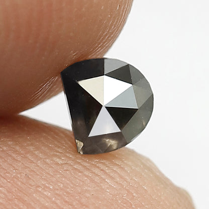 0.53 CT Gray Black Half Moon cut Loose Diamond, 4.10 x 4.50 mm Natural Salt and Pepper Diamond