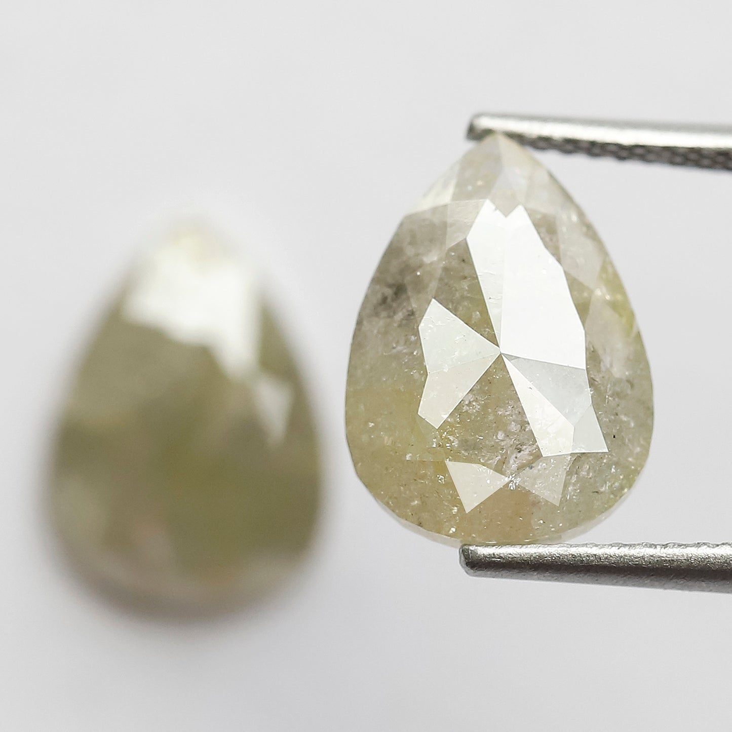 5.88 CT Twin Pair of Fancy Greenish Grey Pear Shape Diamond 12 MM Polished Salt and Pepper Perfect For Making Stunning Diamond Stud Earrings