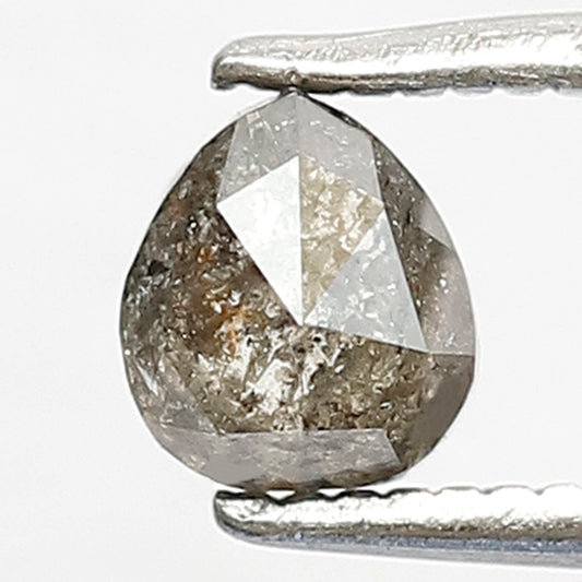 0.62 Ct Pear Cut Loose Diamond, Natural Gray Black Salt & Pepper Diamond, Earth Mined Diamond for Engagement Ring