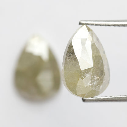 5.88 CT Twin Pair of Fancy Greenish Grey Pear Shape Diamond 12 MM Polished Salt and Pepper Perfect For Making Stunning Diamond Stud Earrings