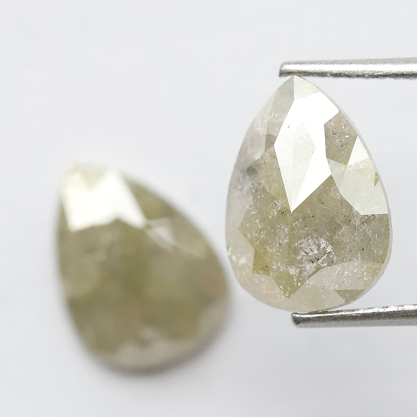 5.88 CT Twin Pair of Fancy Greenish Grey Pear Shape Diamond 12 MM Polished Salt and Pepper Perfect For Making Stunning Diamond Stud Earrings