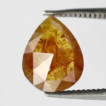1.68 Ct 10 MM Pear Shape Salt and Pepper Translucent Reddish Yellow Color Natural Loose Rustic Diamond