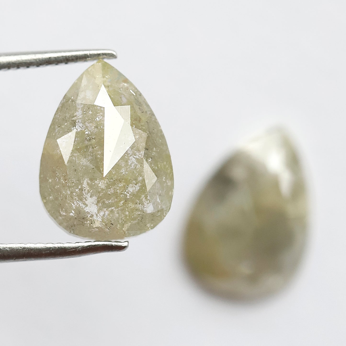 5.88 CT Twin Pair of Fancy Greenish Grey Pear Shape Diamond 12 MM Polished Salt and Pepper Perfect For Making Stunning Diamond Stud Earrings