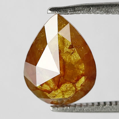 1.68 Ct 10 MM Pear Shape Salt and Pepper Translucent Reddish Yellow Color Natural Loose Rustic Diamond