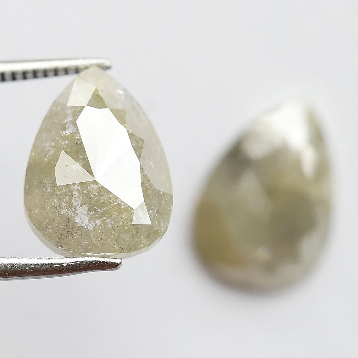 5.88 CT Twin Pair of Fancy Greenish Grey Pear Shape Diamond 12 MM Polished Salt and Pepper Perfect For Making Stunning Diamond Stud Earrings