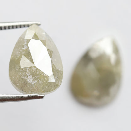 5.88 CT Twin Pair of Fancy Greenish Grey Pear Shape Diamond 12 MM Polished Salt and Pepper Perfect For Making Stunning Diamond Stud Earrings