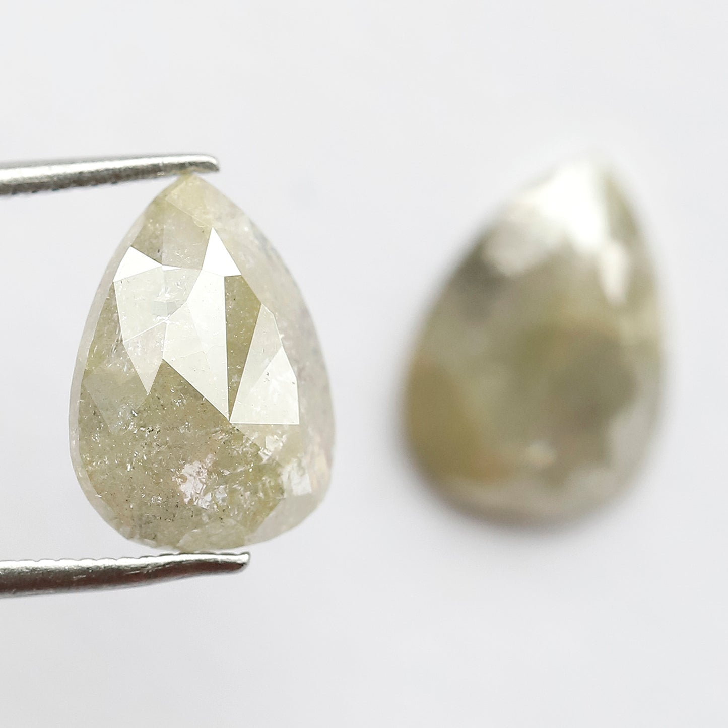 5.88 CT Twin Pair of Fancy Greenish Grey Pear Shape Diamond 12 MM Polished Salt and Pepper Perfect For Making Stunning Diamond Stud Earrings