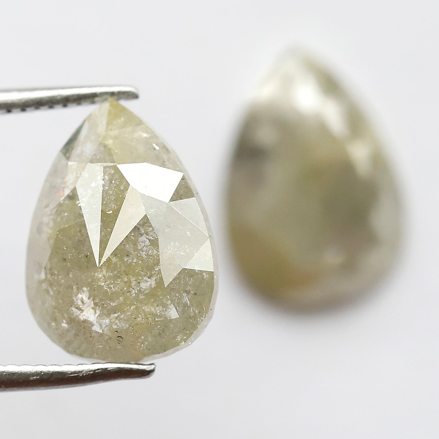 5.88 CT Twin Pair of Fancy Greenish Grey Pear Shape Diamond 12 MM Polished Salt and Pepper Perfect For Making Stunning Diamond Stud Earrings