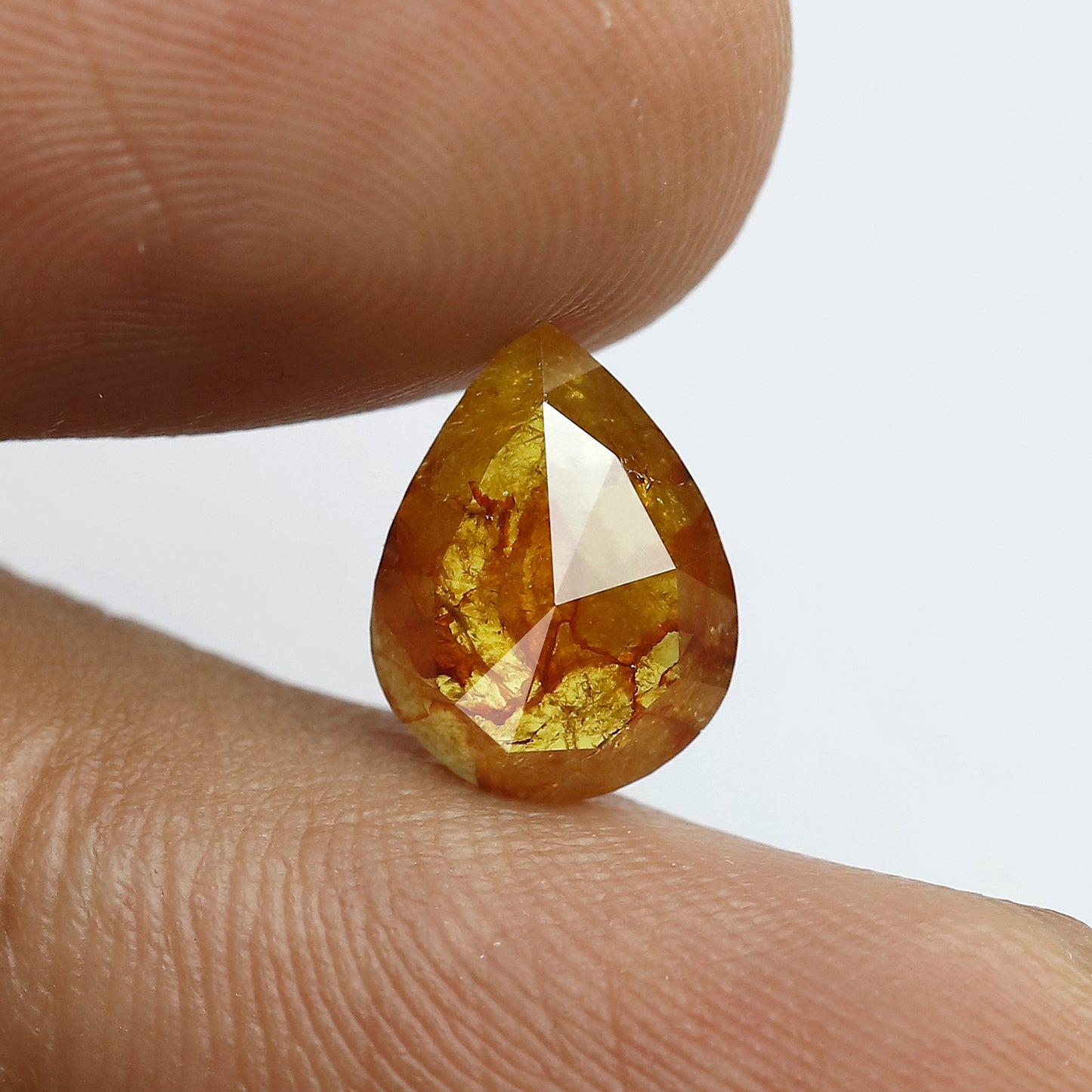 1.68 Ct 10 MM Pear Shape Salt and Pepper Translucent Reddish Yellow Color Natural Loose Rustic Diamond