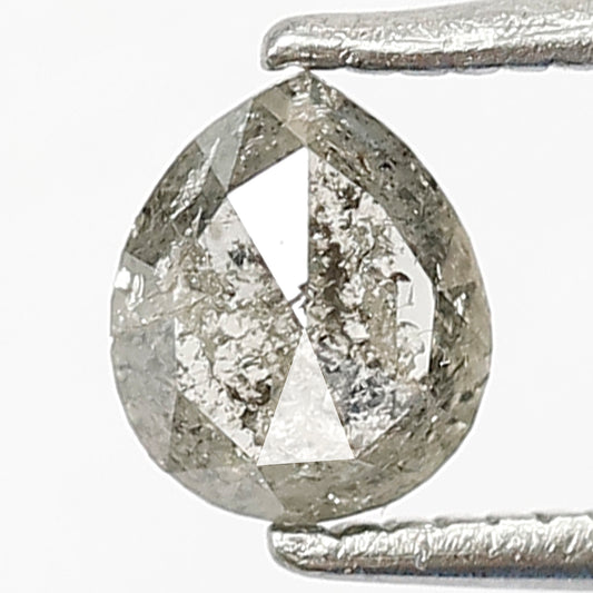 0.43 Ct Pear Shape Conflict Free Diamond, Natural Gray Black Salt and Pepper Loose Diamond For Anniversary Ring Gift