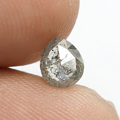 0.43 Ct Pear Shape Conflict Free Diamond, Natural Gray Black Salt and Pepper Loose Diamond For Anniversary Ring Gift