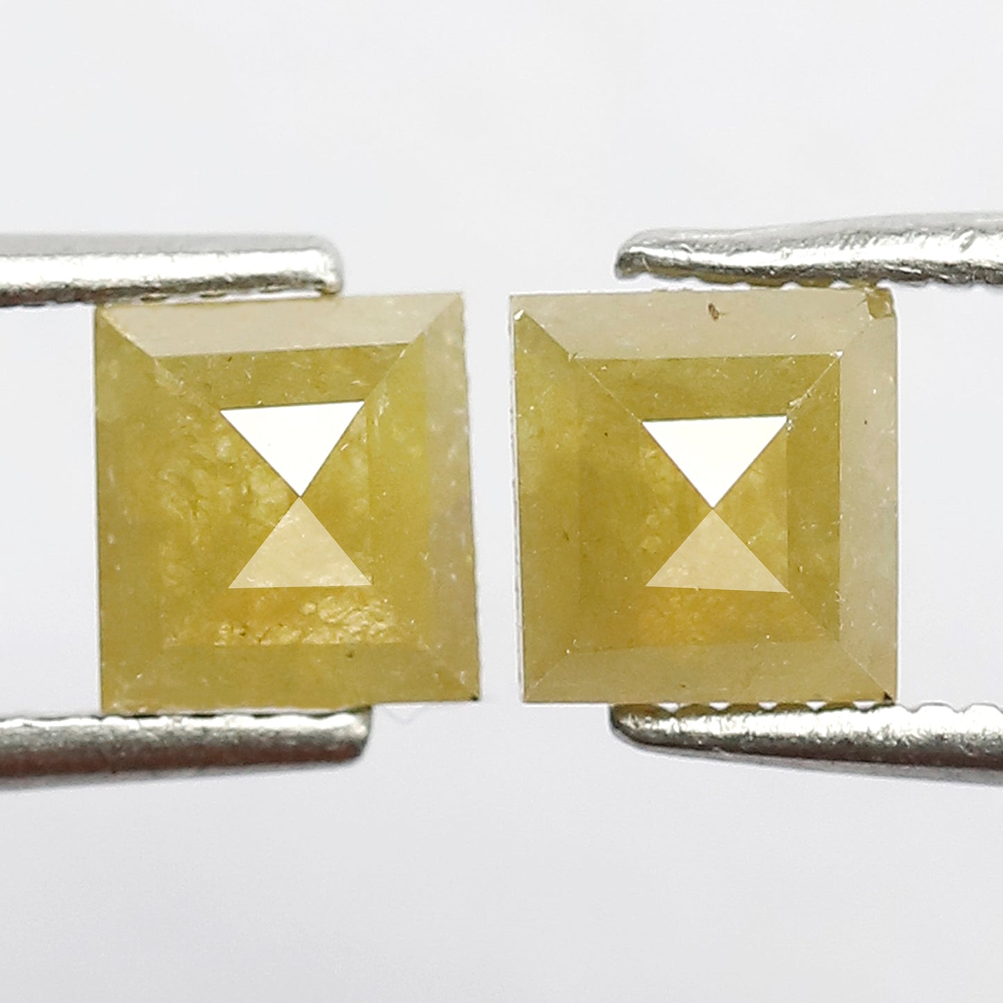 1.47 CT Pair Of Domed Top Beautiful Fancy Yellow Square Shape Fully Polished Natural Salt and Pepper Diamond Perfect For Making Stud Earring