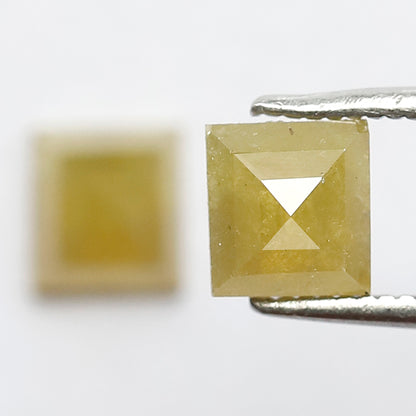 1.47 CT Pair Of Domed Top Beautiful Fancy Yellow Square Shape Fully Polished Natural Salt and Pepper Diamond Perfect For Making Stud Earring