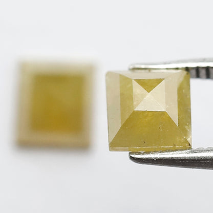 1.47 CT Pair Of Domed Top Beautiful Fancy Yellow Square Shape Fully Polished Natural Salt and Pepper Diamond Perfect For Making Stud Earring
