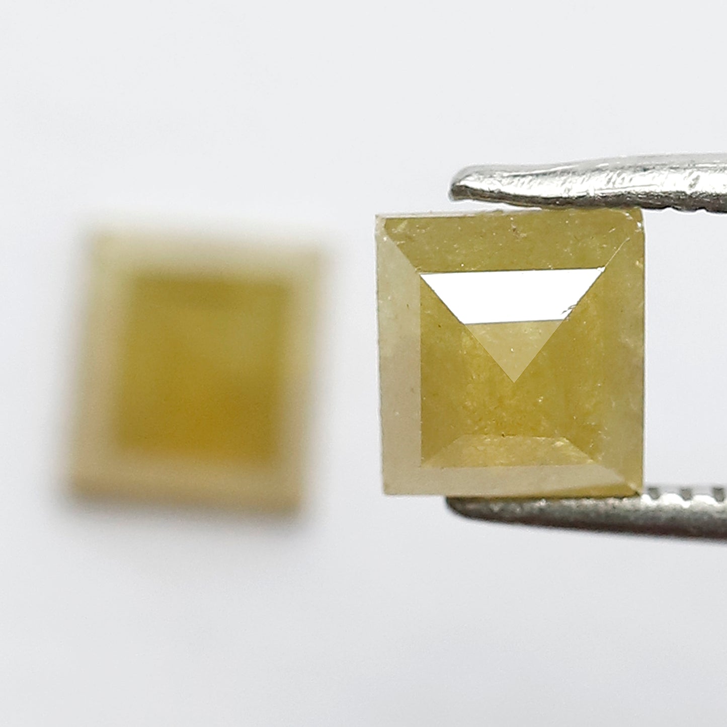 1.47 CT Pair Of Domed Top Beautiful Fancy Yellow Square Shape Fully Polished Natural Salt and Pepper Diamond Perfect For Making Stud Earring