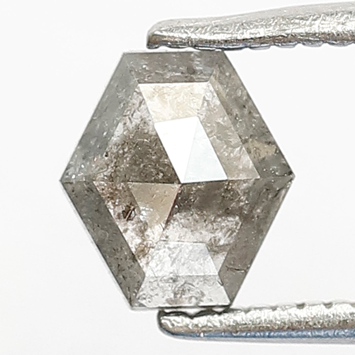 0.55 CT Geometric Cut Salt and Pepper Diamond, 6.00 x 5.50 mm Natural Translucent Loose Diamond for Custom Ring or Pendant