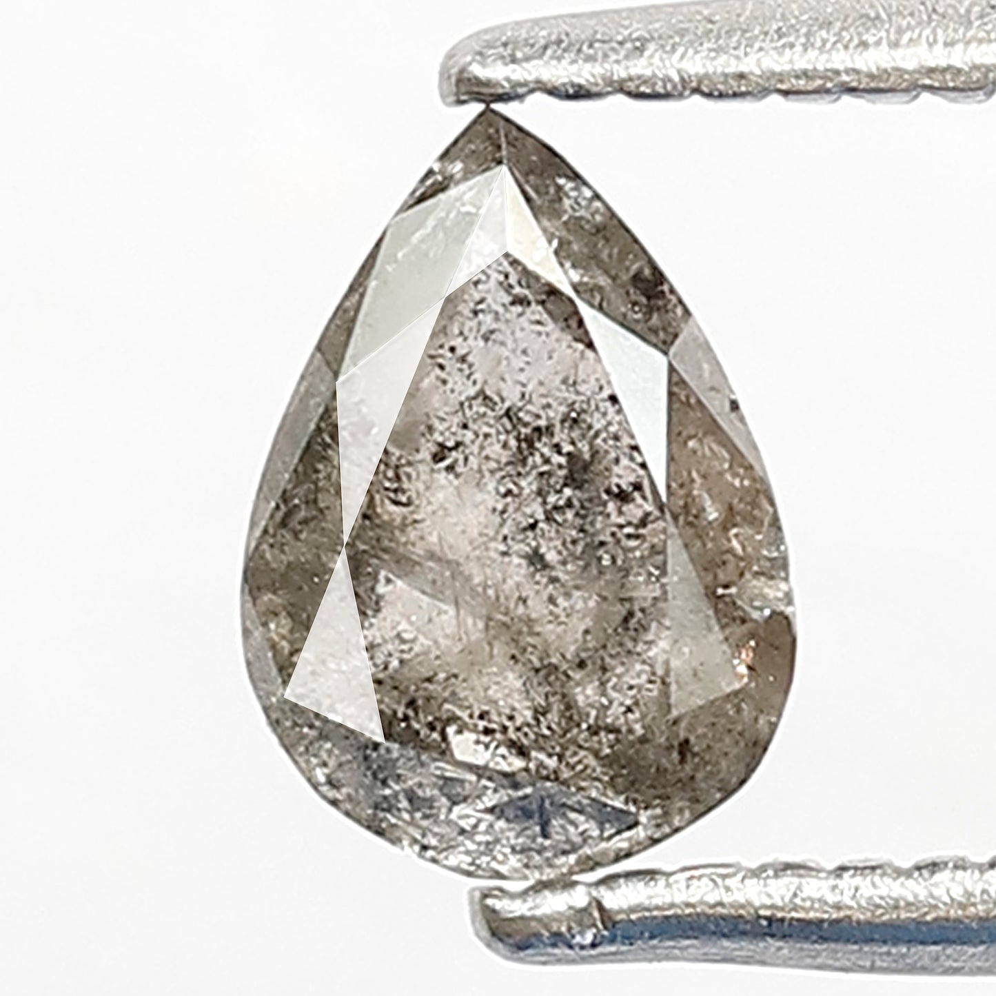 0.48 CT Pear Shape Salt and Pepper Diamond, Natural Gray Black Loose Diamond, Conflict Free Earth Mined Stone for Women's Ring