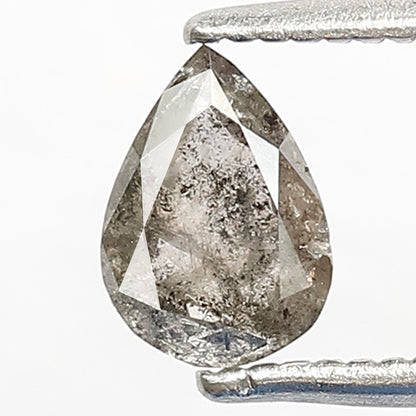 0.48 CT Pear Shape Salt and Pepper Diamond, Natural Gray Black Loose Diamond, Conflict Free Earth Mined Stone for Women's Ring
