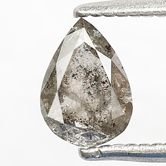 0.48 CT Pear Shape Salt and Pepper Diamond, Natural Gray Black Loose Diamond, Conflict Free Earth Mined Stone for Women's Ring