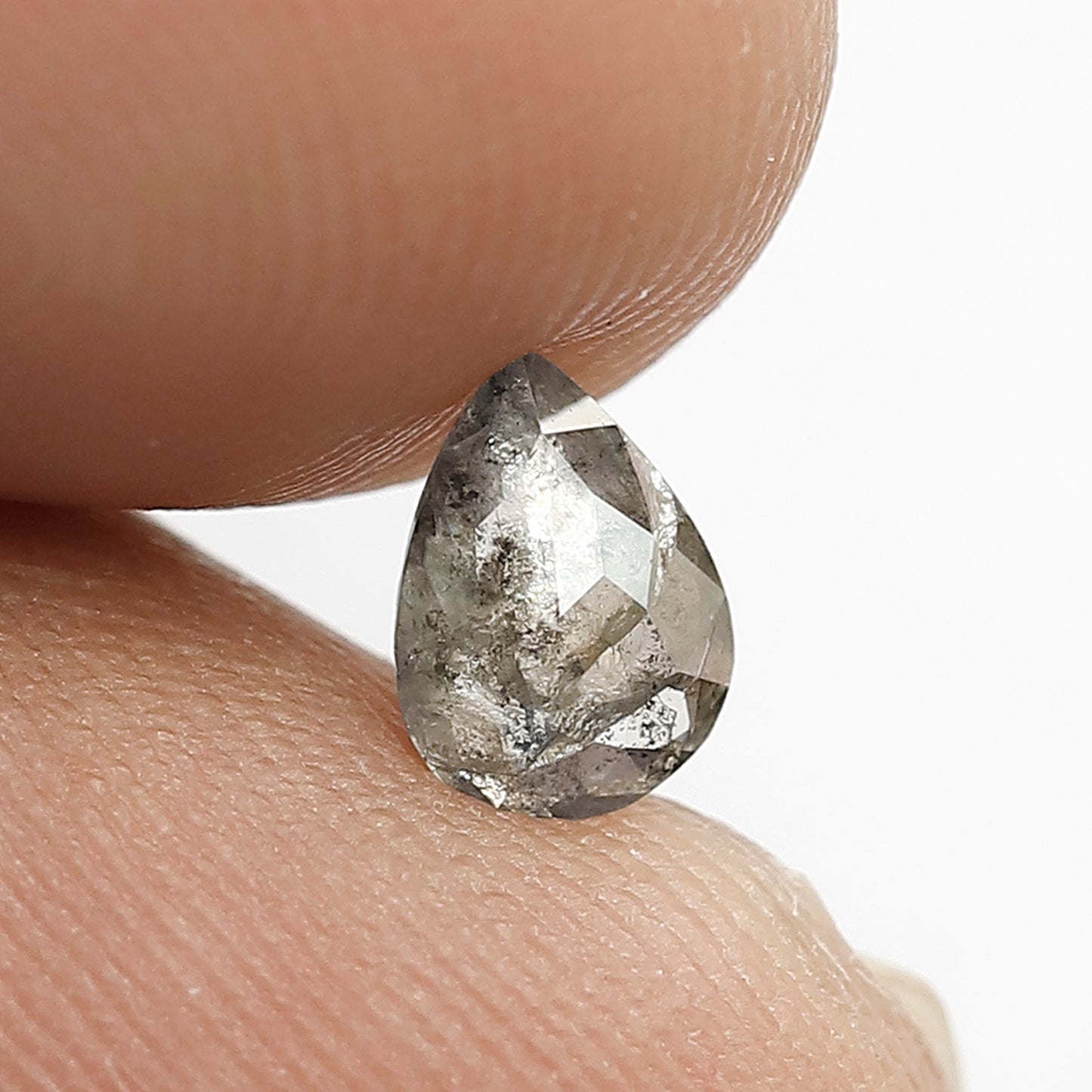 0.48 CT Pear Shape Salt and Pepper Diamond, Natural Gray Black Loose Diamond, Conflict Free Earth Mined Stone for Women's Ring
