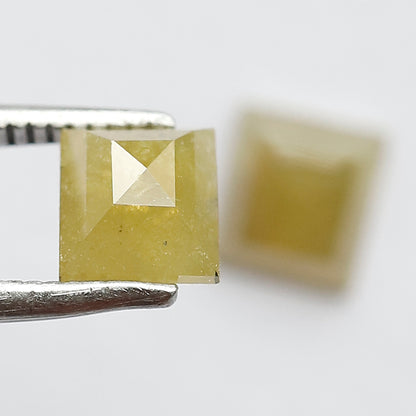 1.47 CT Pair Of Domed Top Beautiful Fancy Yellow Square Shape Fully Polished Natural Salt and Pepper Diamond Perfect For Making Stud Earring