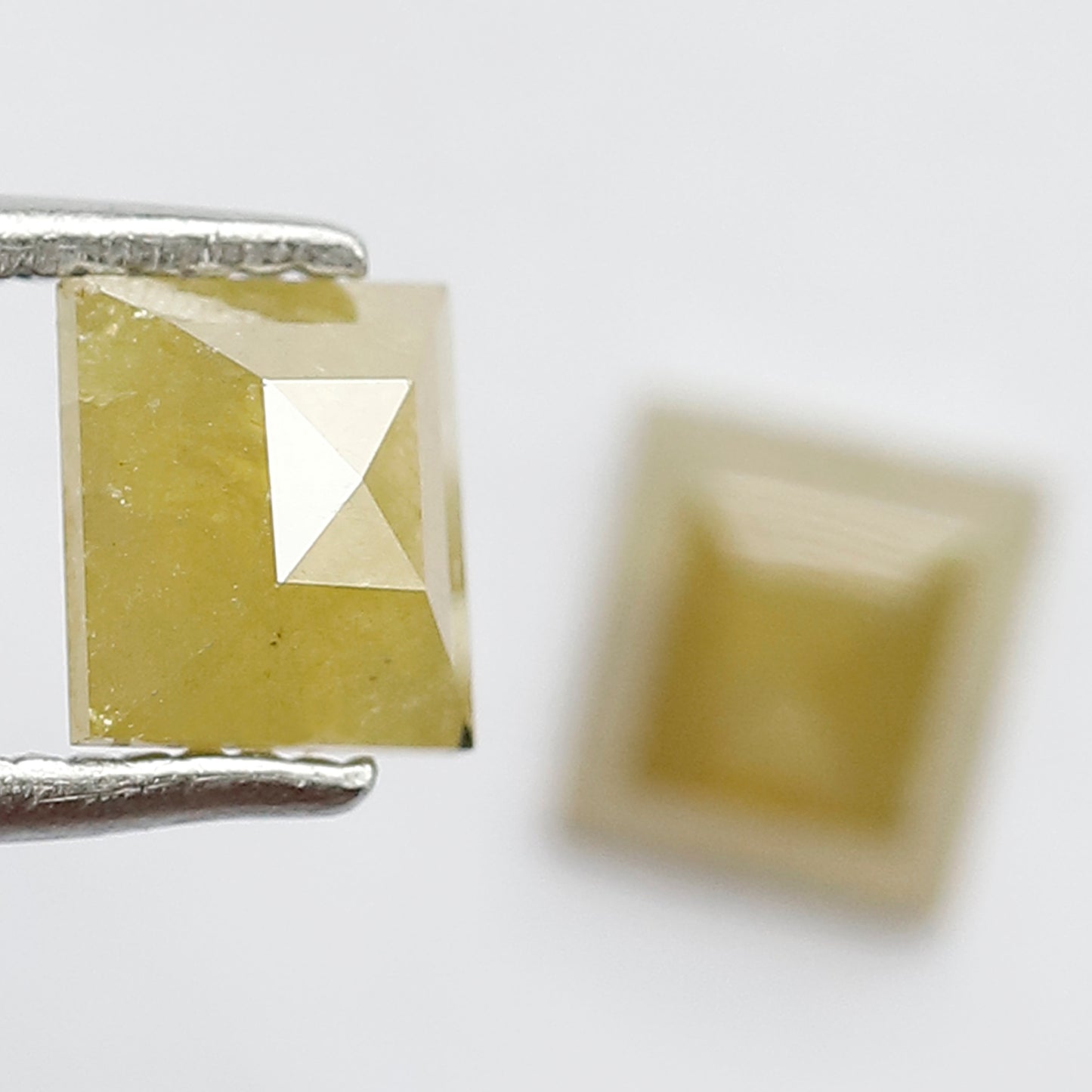 1.47 CT Pair Of Domed Top Beautiful Fancy Yellow Square Shape Fully Polished Natural Salt and Pepper Diamond Perfect For Making Stud Earring