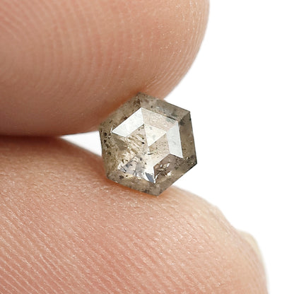 Natural Hexagon Cut Salt and Pepper Diamond 0.62 CT, 5.50 mm Brownish Loose Diamond for Jewelry Design