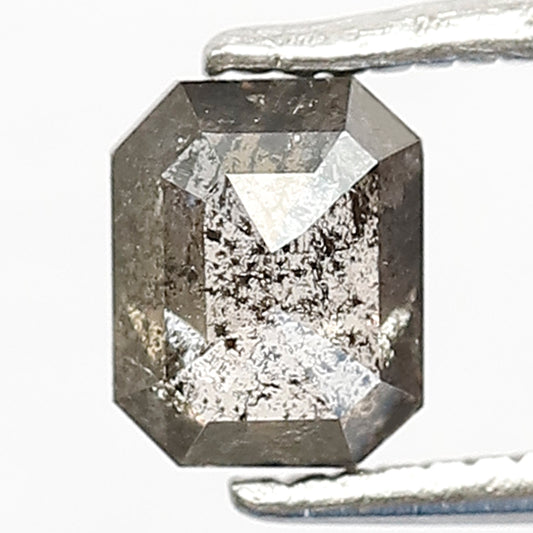 0.58 Ct Translucent Emerald Shape Diamond, Natural Salt and Pepper Loose Diamond, Conflict Free Stone for Jewelry Making