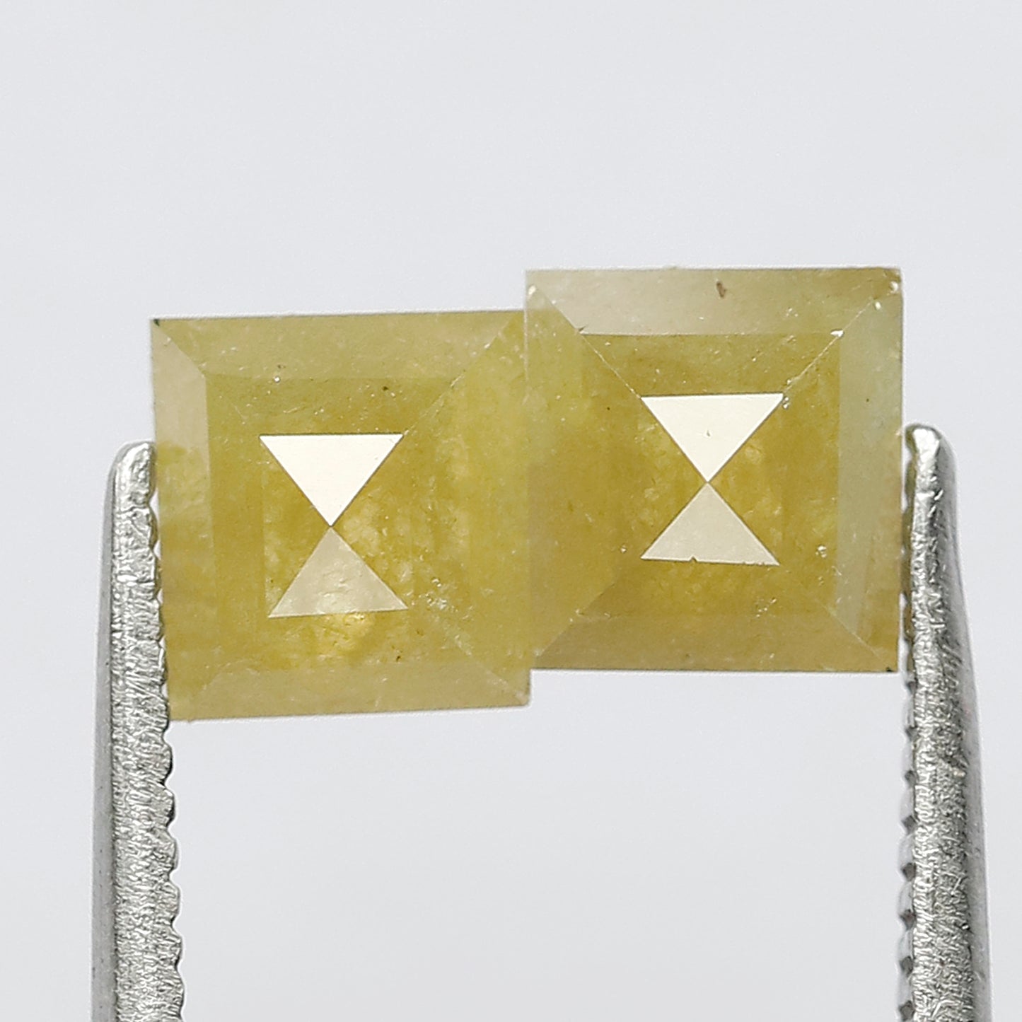 1.47 CT Pair Of Domed Top Beautiful Fancy Yellow Square Shape Fully Polished Natural Salt and Pepper Diamond Perfect For Making Stud Earring