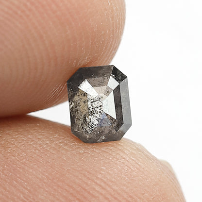 0.58 Ct Translucent Emerald Shape Diamond, Natural Salt and Pepper Loose Diamond, Conflict Free Stone for Jewelry Making