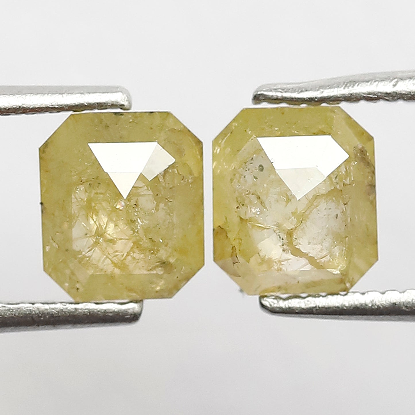 1.55 CT Natural Fancy Yellowish Pair Of Emerald Shape Step Cut Fully Polished Salt and Pepper Diamond Ideal for Making Body Piercing Jewelry
