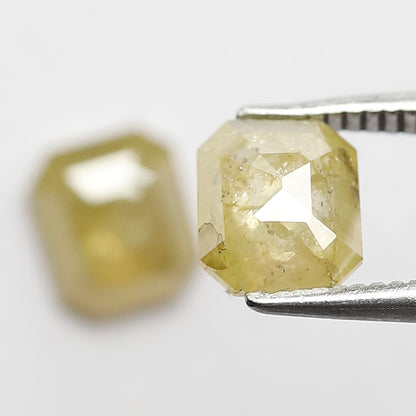 1.55 CT Natural Fancy Yellowish Pair Of Emerald Shape Step Cut Fully Polished Salt and Pepper Diamond Ideal for Making Body Piercing Jewelry