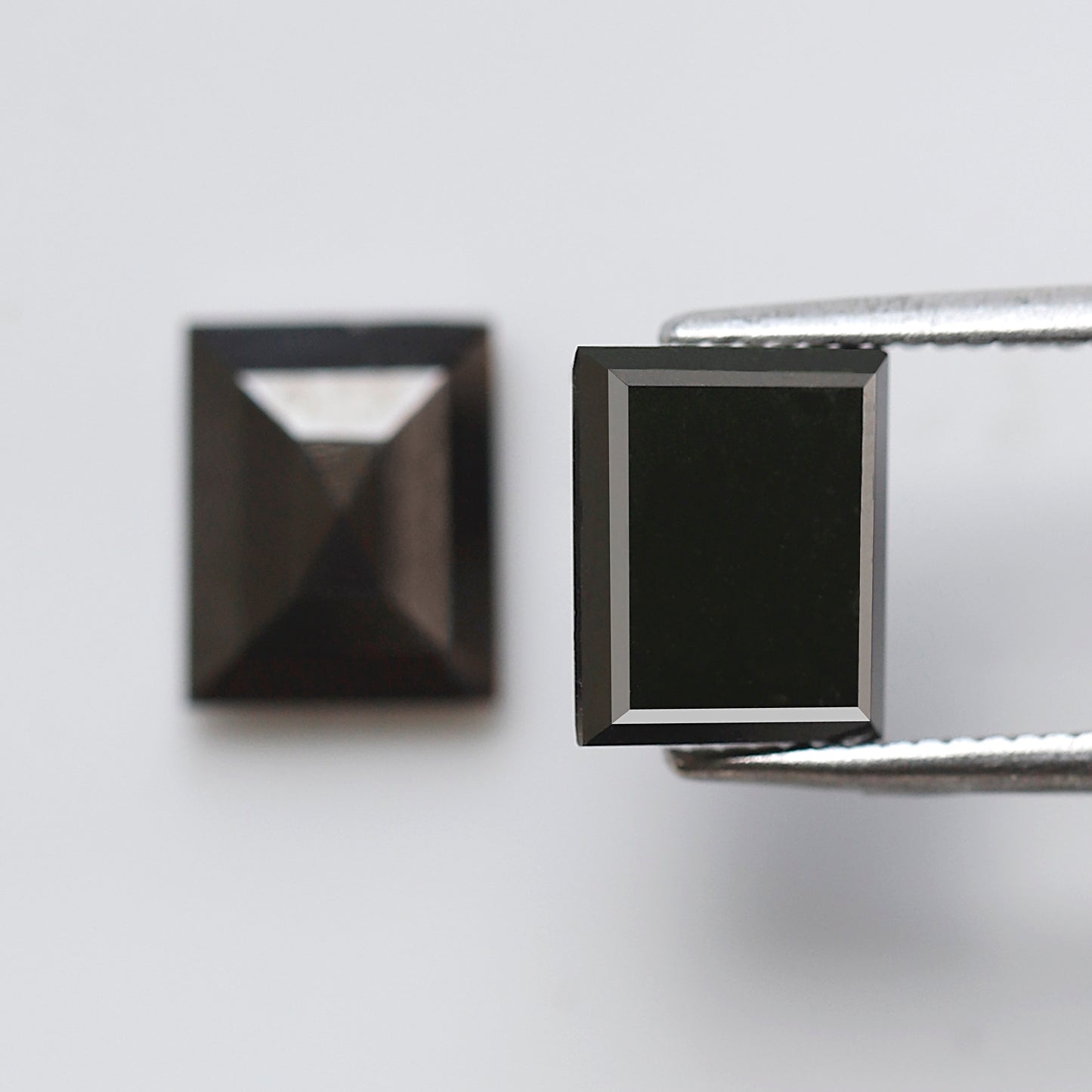 Geometric cut 3.26 Ct Black Diamond Pair, Natural Treated Loose Diamonds for Wedding Jewelry