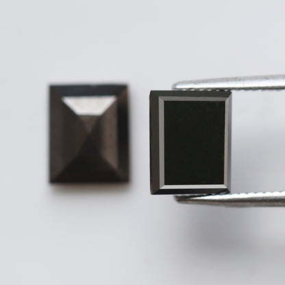 Geometric cut 3.26 Ct Black Diamond Pair, Natural Treated Loose Diamonds for Wedding Jewelry