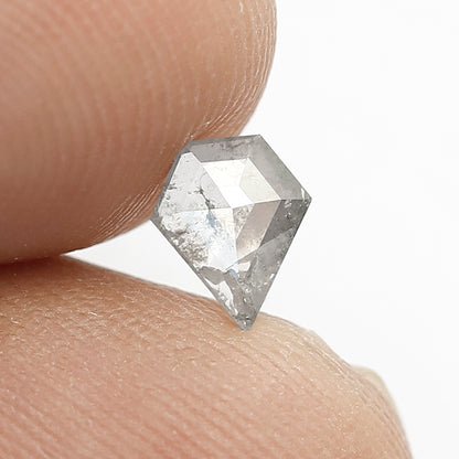 0.44 CT Geometric cut Loose Diamond, Natural Salt and Pepper Diamond, Translucent Stone for Engagement Ring or Pendant