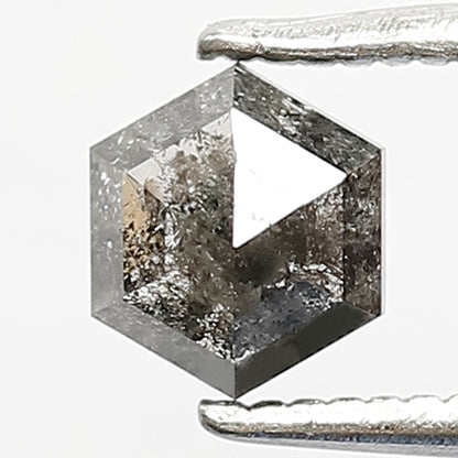 0.50 CT Natural Hexagon cut Loose Diamond, 5.50 mm Earth Mined Gray Black Salt and Pepper Diamond