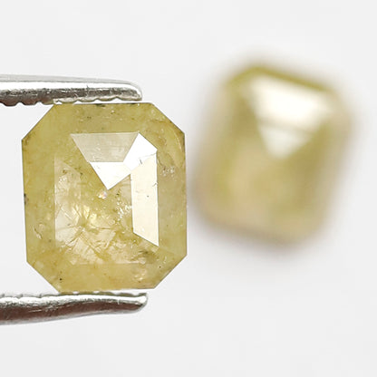 1.55 CT Natural Fancy Yellowish Pair Of Emerald Shape Step Cut Fully Polished Salt and Pepper Diamond Ideal for Making Body Piercing Jewelry