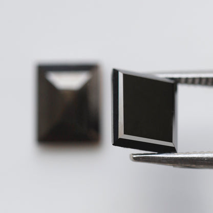 Geometric cut 3.26 Ct Black Diamond Pair, Natural Treated Loose Diamonds for Wedding Jewelry