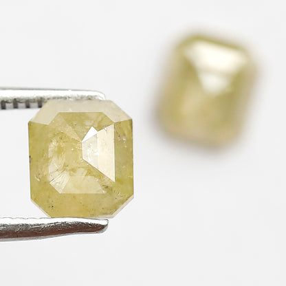 1.55 CT Natural Fancy Yellowish Pair Of Emerald Shape Step Cut Fully Polished Salt and Pepper Diamond Ideal for Making Body Piercing Jewelry