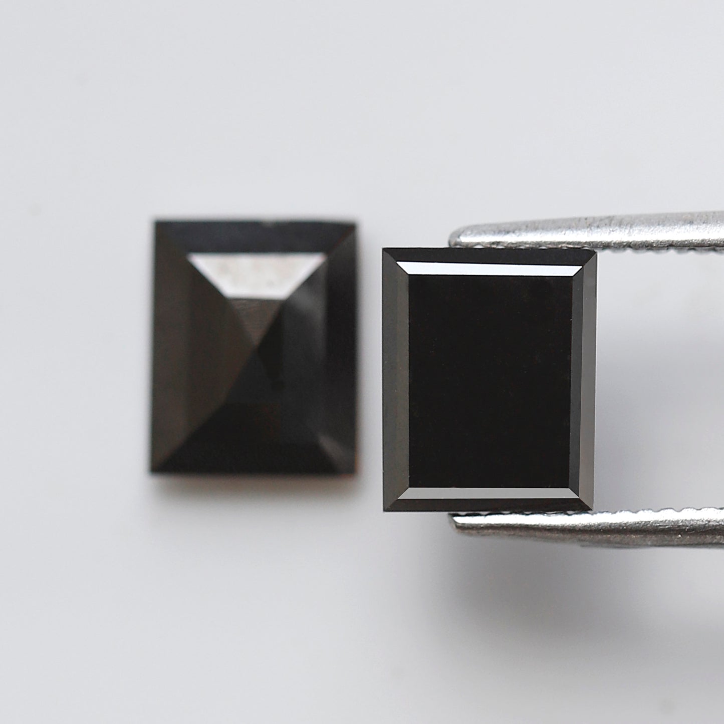 Geometric cut 3.26 Ct Black Diamond Pair, Natural Treated Loose Diamonds for Wedding Jewelry