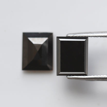 Geometric cut 3.26 Ct Black Diamond Pair, Natural Treated Loose Diamonds for Wedding Jewelry