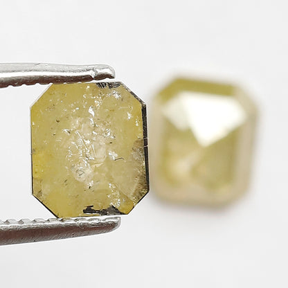 1.55 CT Natural Fancy Yellowish Pair Of Emerald Shape Step Cut Fully Polished Salt and Pepper Diamond Ideal for Making Body Piercing Jewelry
