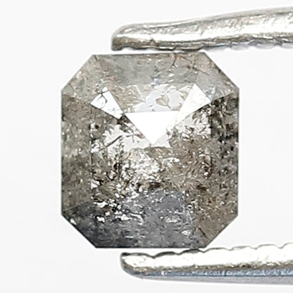 Natural Emerald Cut Salt and Pepper Diamond 0.55 CT, Gray Black Loose Ethical Diamond, Unique Birthday Gift for Her