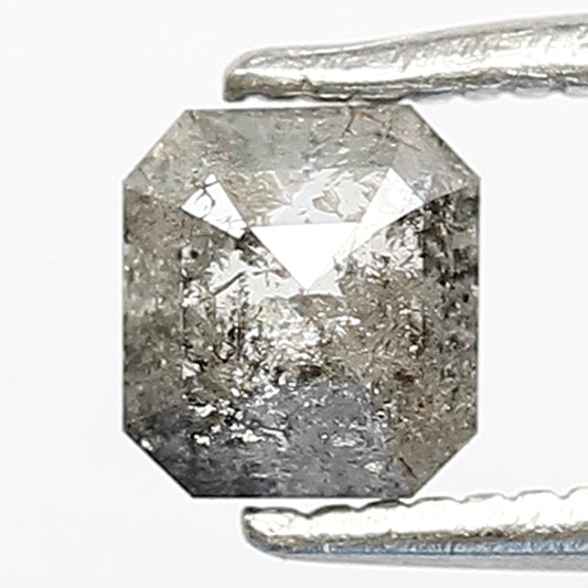 Natural Emerald Cut Salt and Pepper Diamond 0.55 CT, Gray Black Loose Ethical Diamond, Unique Birthday Gift for Her