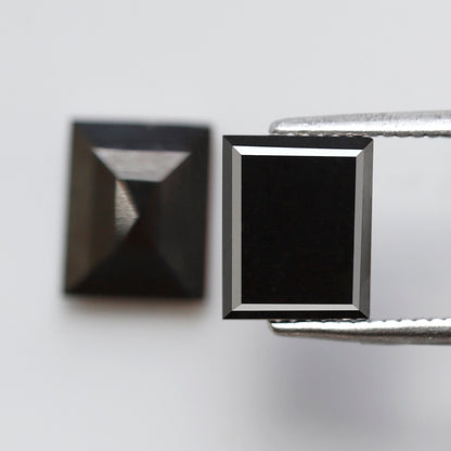 Geometric cut 3.26 Ct Black Diamond Pair, Natural Treated Loose Diamonds for Wedding Jewelry