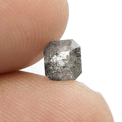 Natural Emerald Cut Salt and Pepper Diamond 0.55 CT, Gray Black Loose Ethical Diamond, Unique Birthday Gift for Her