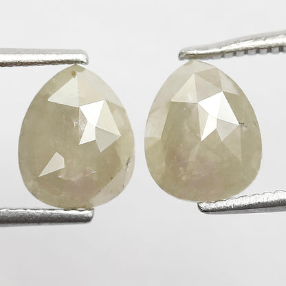 1.98 CT Twin Pair Of Fancy Grayish Green Pear Shape 7.80 mm Full Polished Natural Salt and Pepper Diamond Ideal For Making Handmade Jewelry