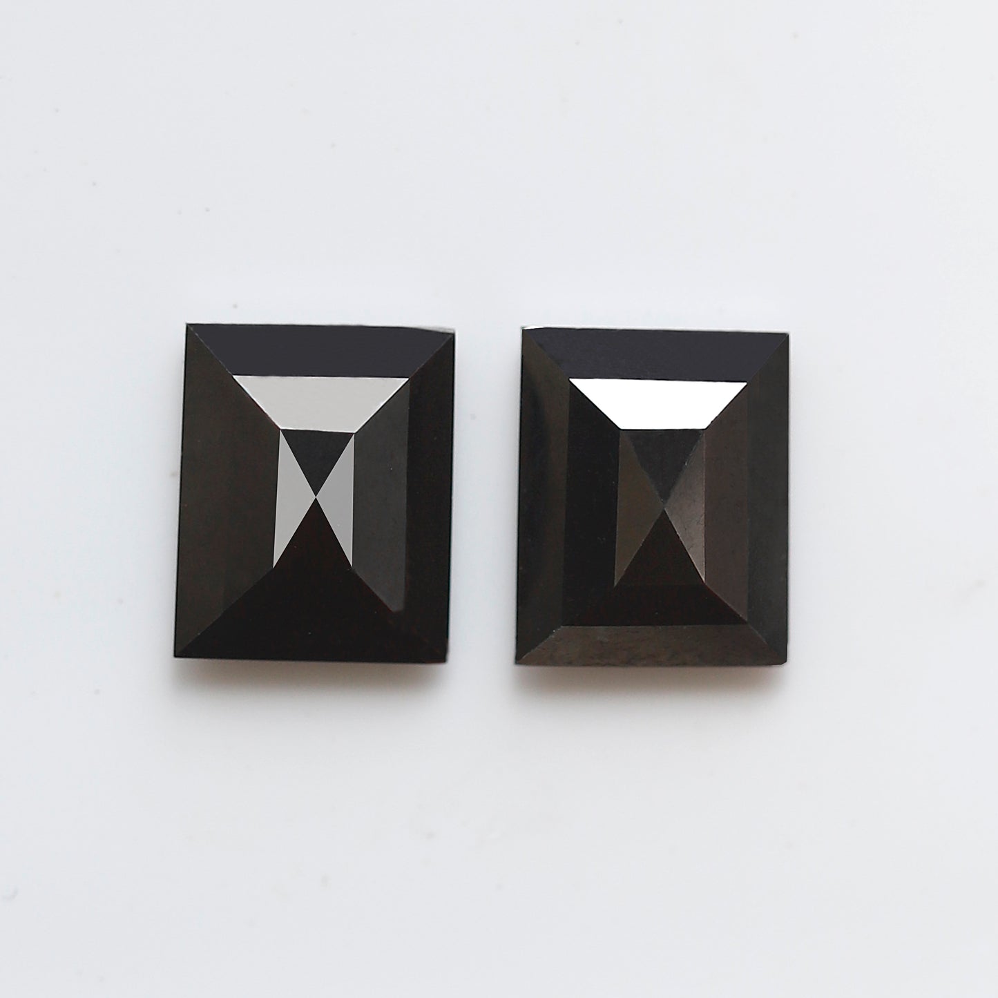 Geometric cut 3.26 Ct Black Diamond Pair, Natural Treated Loose Diamonds for Wedding Jewelry