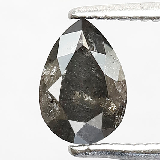 0.69 CT Pear Shape Salt and Pepper Natural Diamond,  7.00 x 5.00 mm Gray Black Loose Ethical Diamond For Engagement Ring