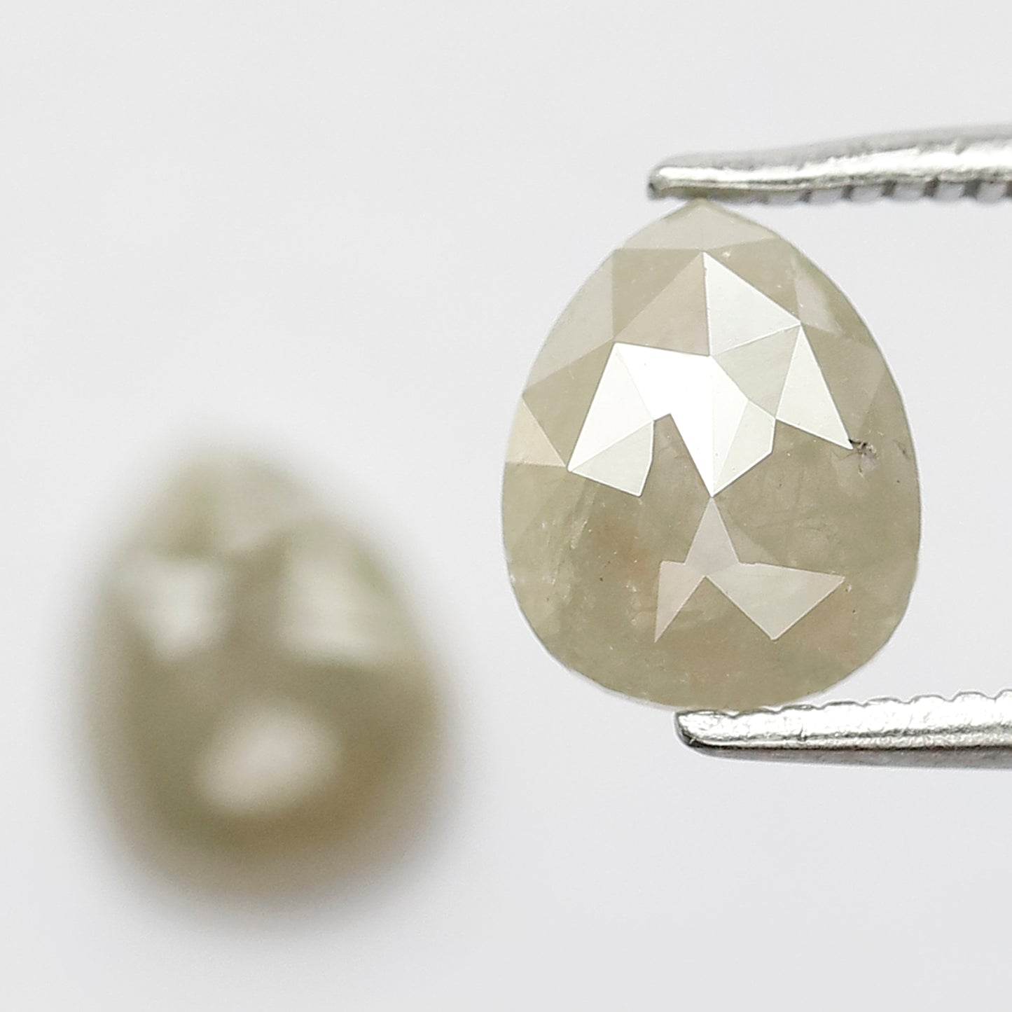 1.98 CT Twin Pair Of Fancy Grayish Green Pear Shape 7.80 mm Full Polished Natural Salt and Pepper Diamond Ideal For Making Handmade Jewelry